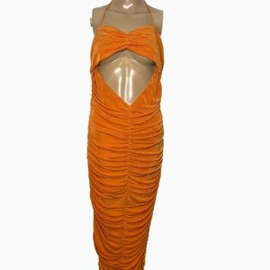 FASHIONNOVA Orange Cut-Out Dress
